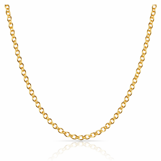 18K Yellow Gold Round Cable Chain 16"