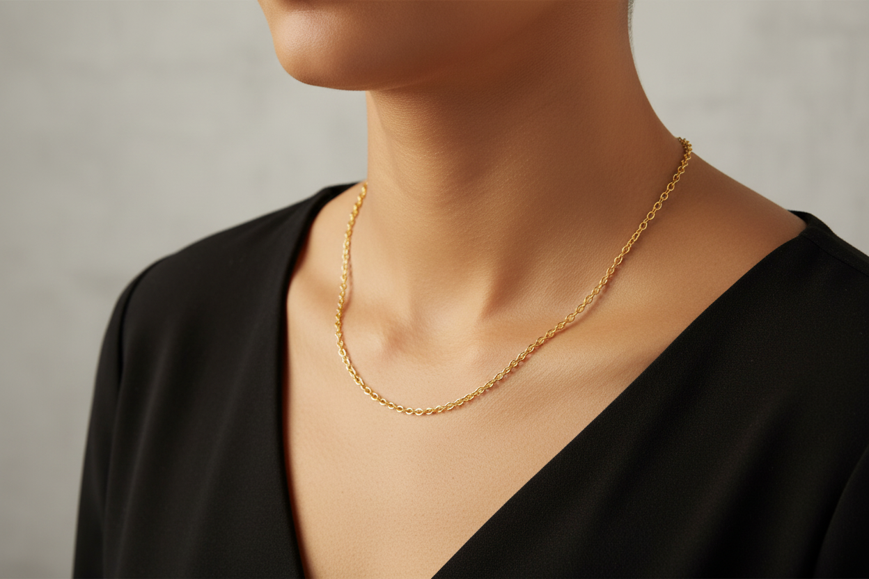 18K Yellow Gold Round Cable Chain 16"