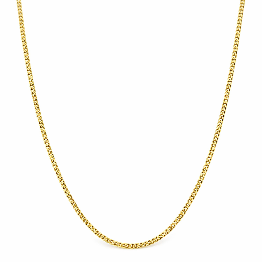 14K Yellow Gold Thin Cuban Link Gold Chain 17"