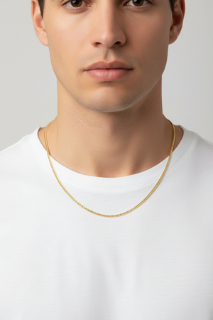 14K Yellow Gold Thin Cuban Link Gold Chain 17"