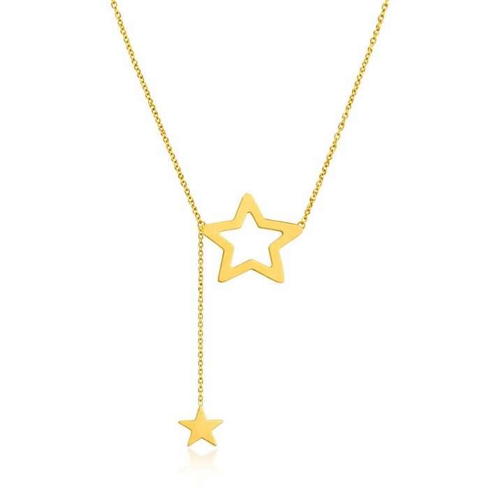 18K Yellow Gold Y-Style with Star Design Necklace