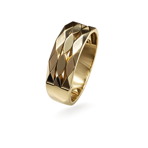 18K Yellow Gold Wide Patterned Band