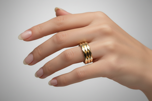 18K Yellow Gold Wide Patterned Band