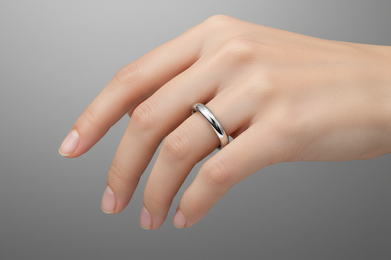 18K White Gold Tapered Band Ring 4.3 gr