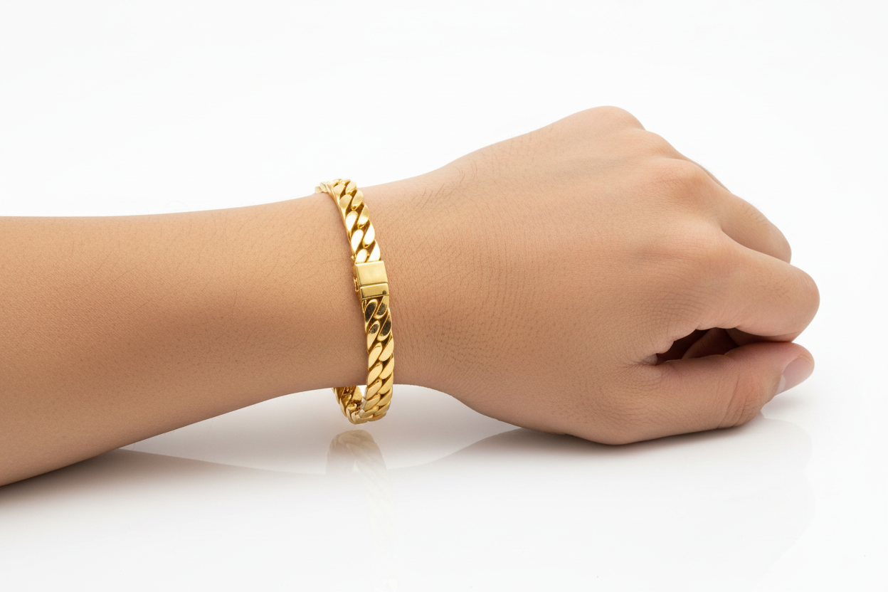 18K Yellow Gold Flat Curb Bracelet 18.13gr 7 1/2"