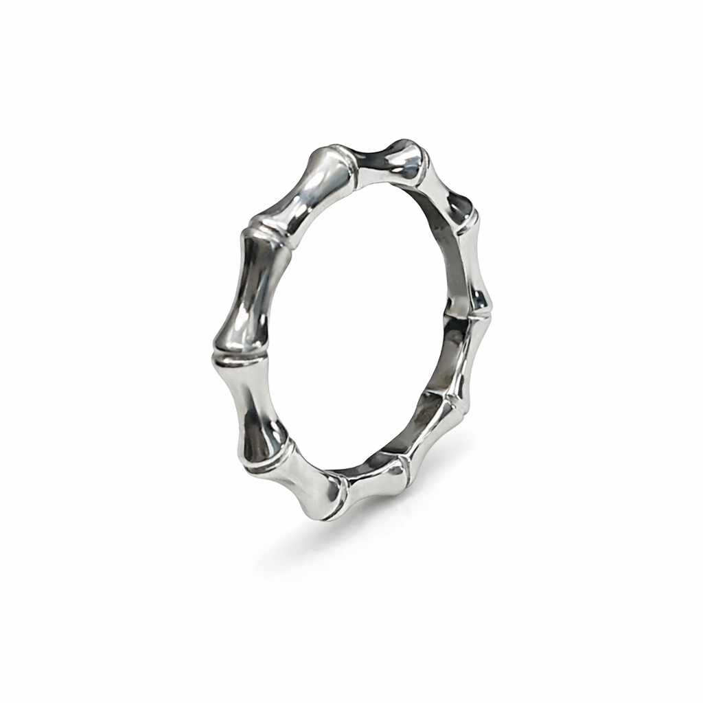 18K White Gold Bamboo Style Ring 1.53gr size 5