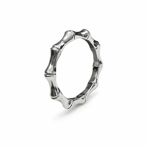 18K White Gold Bamboo Style Ring 1.53gr size 5