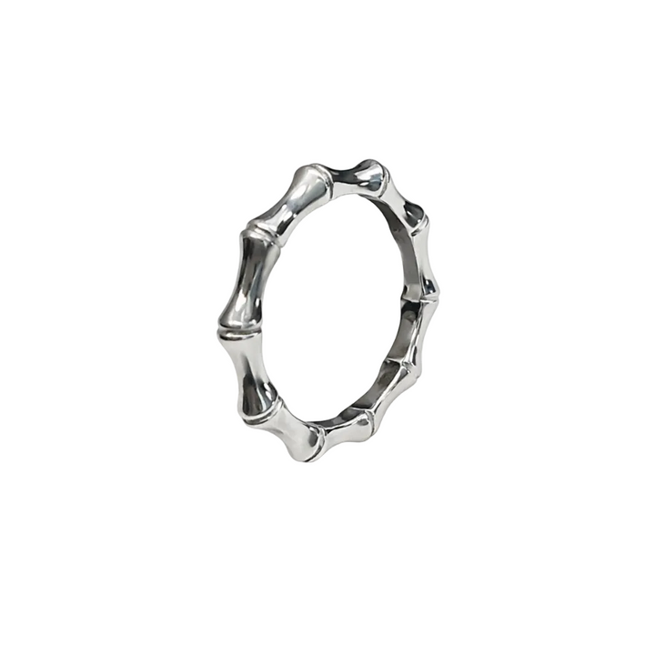 18K White Gold Bamboo Style Ring 1.53gr size 5