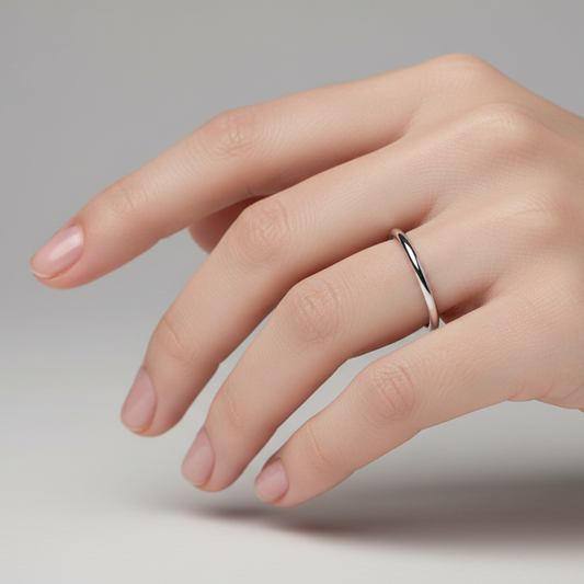 10K White Gold 2mm Wedding Band 2mm Size 8