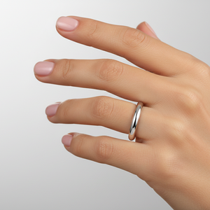 18K White Gold Half  Dome Band 2.5 gr 3.2mm
