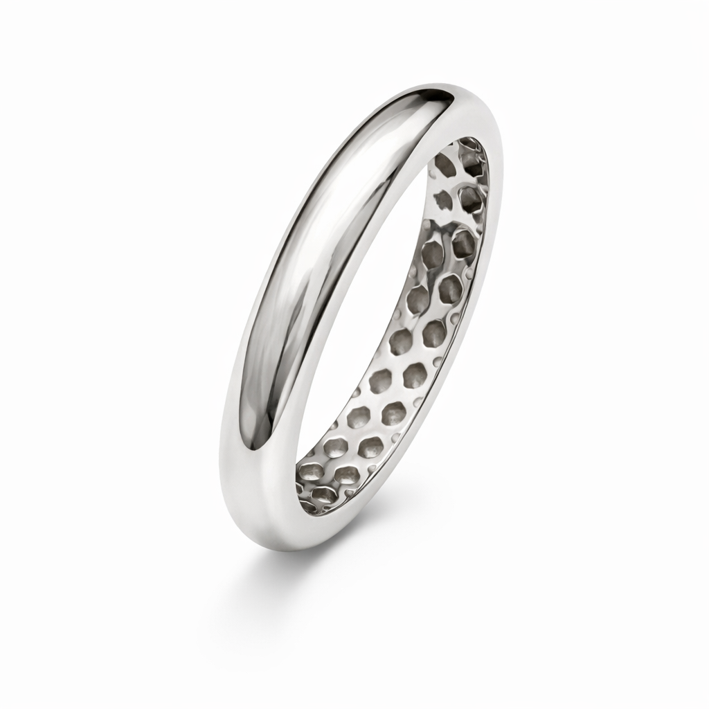 18K White Gold Half  Dome Band 2.5 gr 3.2mm