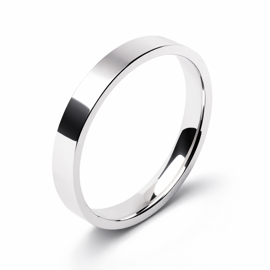 14K White Gold Flat Simple Thin Band