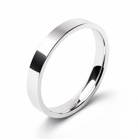 14K White Gold Flat Simple Thin Band