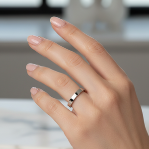 14K White Gold Flat Simple Thin Band