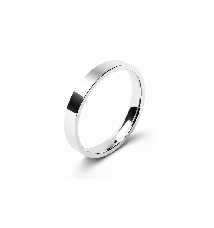 14K White Gold Flat Simple Thin Band