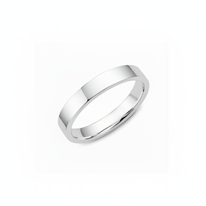14K White Gold Flat Wedding Band