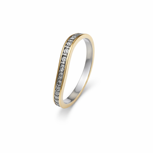 18K Two – Tone s Band with One Row CZ 2.47 gr