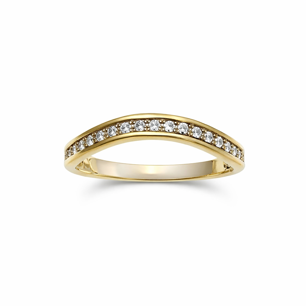 18K Two – Tone s Band with One Row CZ 2.47 gr