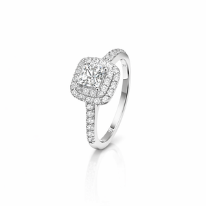 White Gold Halo Diamond Engagement Ring Set. 14k C.18ct TDW: 0.36 VS-SI, GH