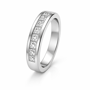 14K White Gold Princess Cut Channel Setting Band. TDW: 0.54ct VS FG