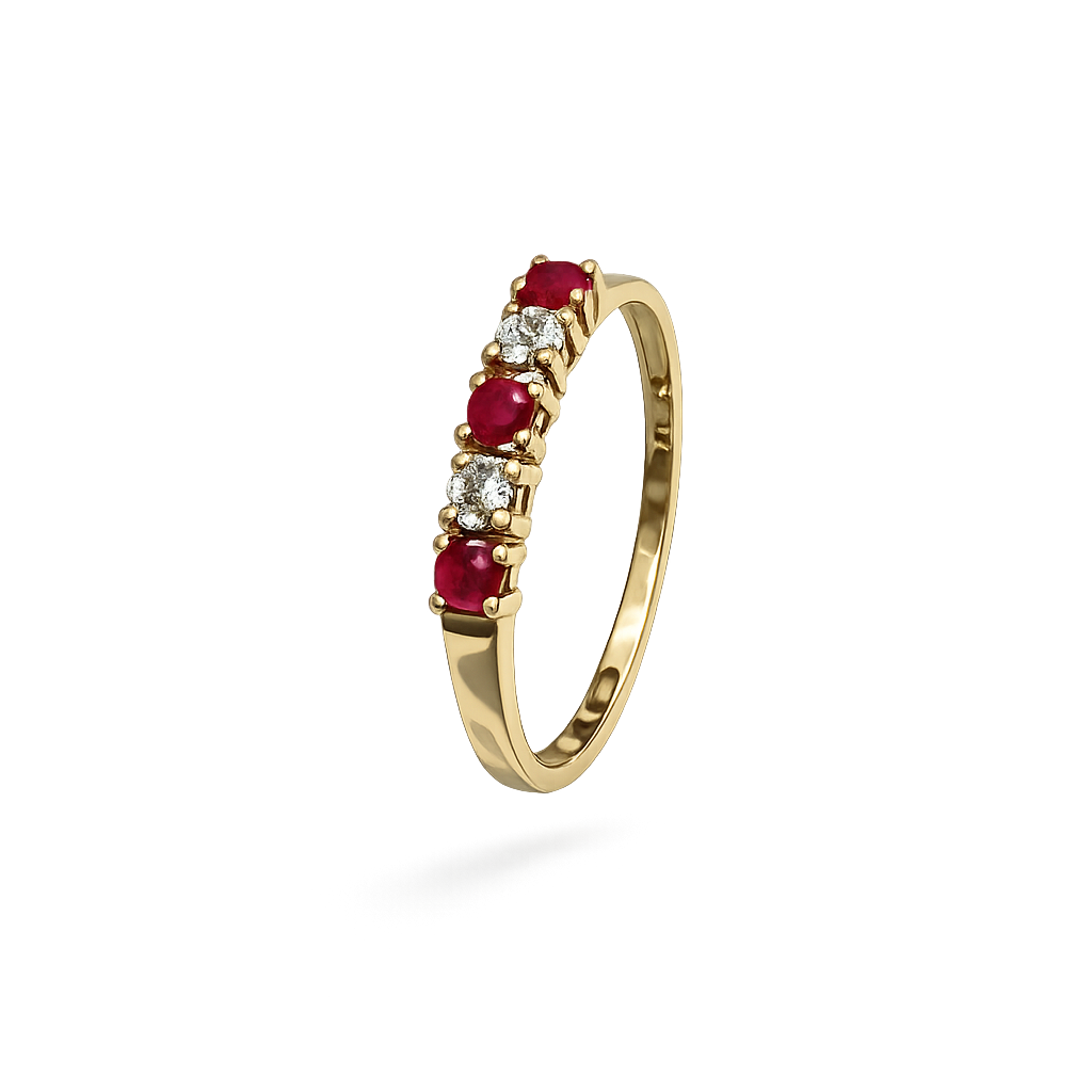 10K Yellow Gold Triple Ruby Ring