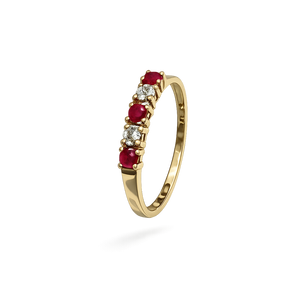 10K Yellow Gold Triple Ruby Ring