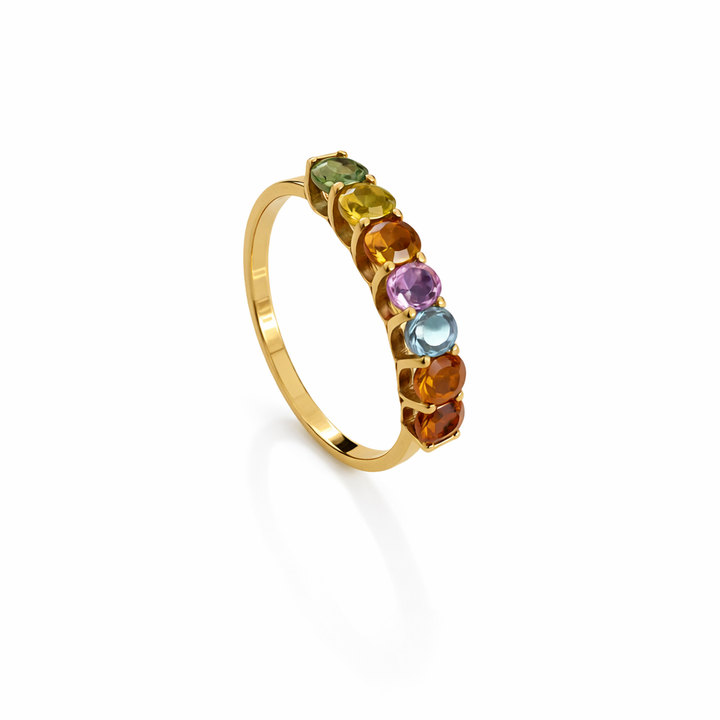 Sterling Silver Gold Plated Ring Setting with Colorful Cubic
