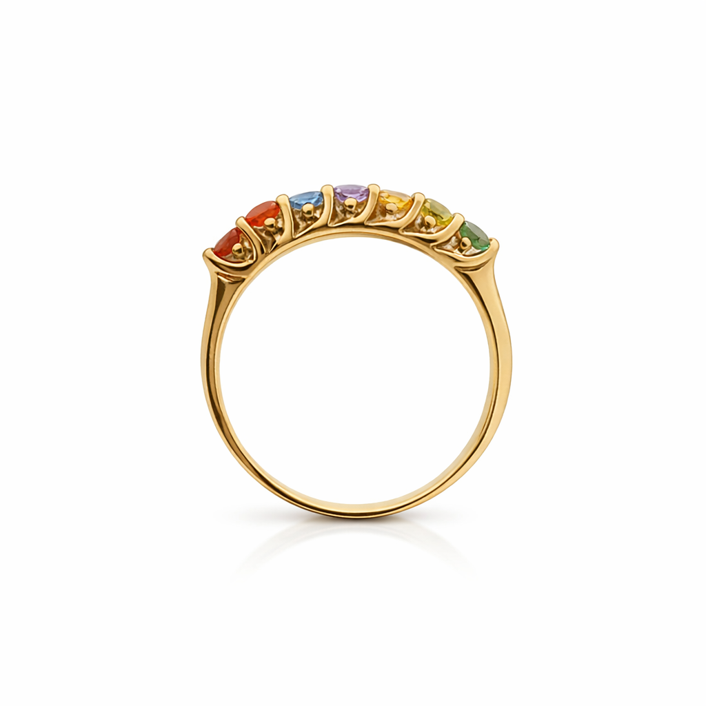 Sterling Silver Gold Plated Ring Setting with Colorful Cubic