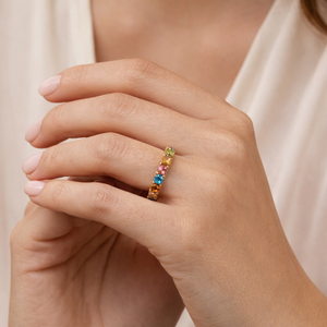 Sterling Silver Gold Plated Ring Setting with Colorful Cubic