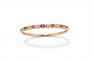 14K Yellow Gold Stone Bangle with Garnets and Diamonds