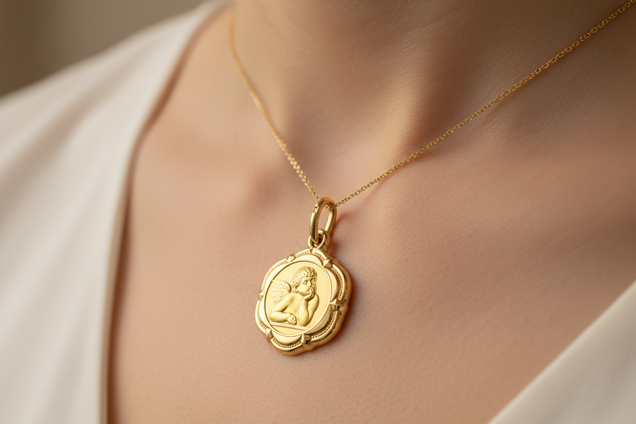 Yellow Gold Angel Medallion, 18k, 1.43gr