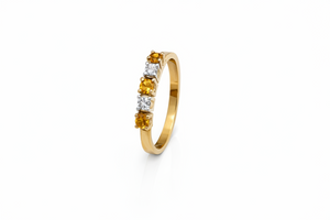 10K Yellow Gold Citrine & Diamond Half – Eternity Band