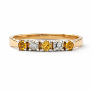 10K Yellow Gold Citrine & Diamond Half – Eternity Band