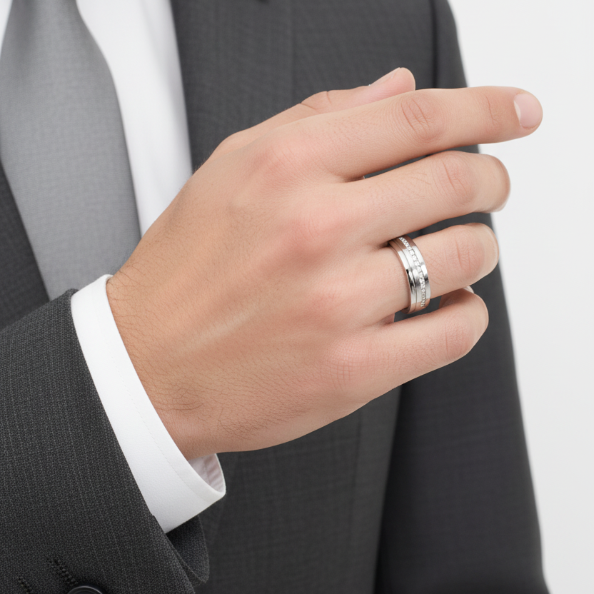 800 Platinum 16 Round Diamond Row Wedding Band Ring