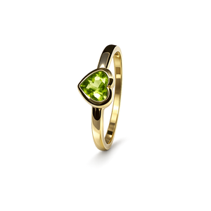 10K Yellow Gold Ring with Heart Shape Peridot
