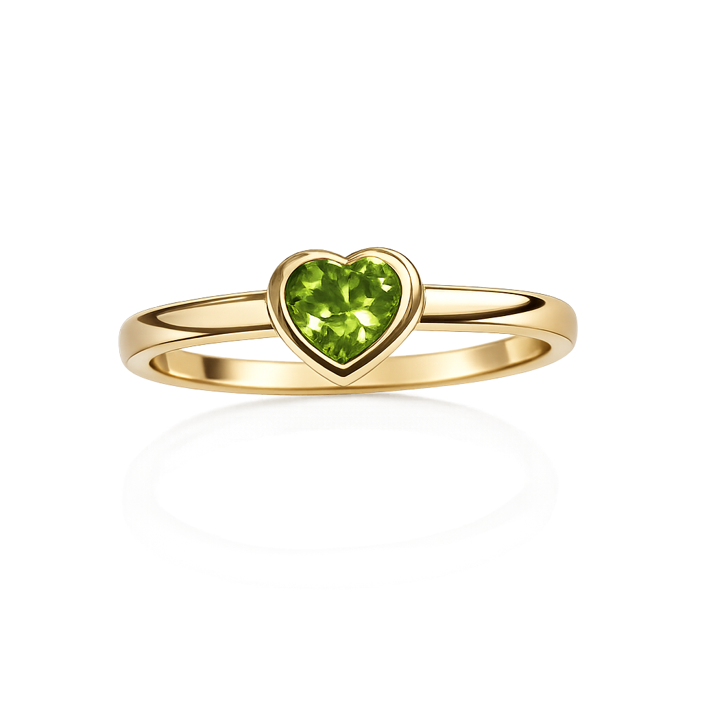 10K Yellow Gold Ring with Heart Shape Peridot