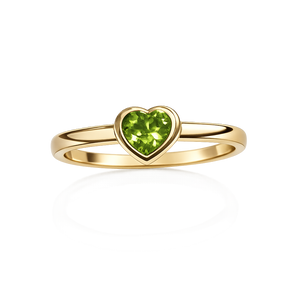10K Yellow Gold Ring with Heart Shape Peridot