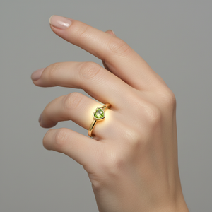 10K Yellow Gold Ring with Heart Shape Peridot