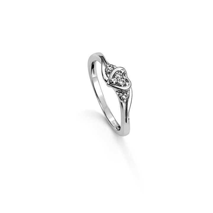 Sterling Silver Ring with Heart Shape 5 Cubics