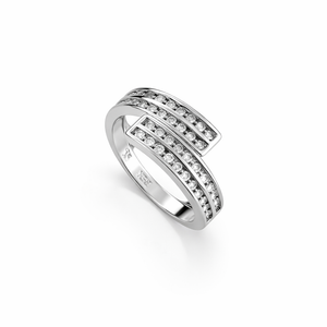 925 Sterling Silver Band 4 Rows CZ Ring