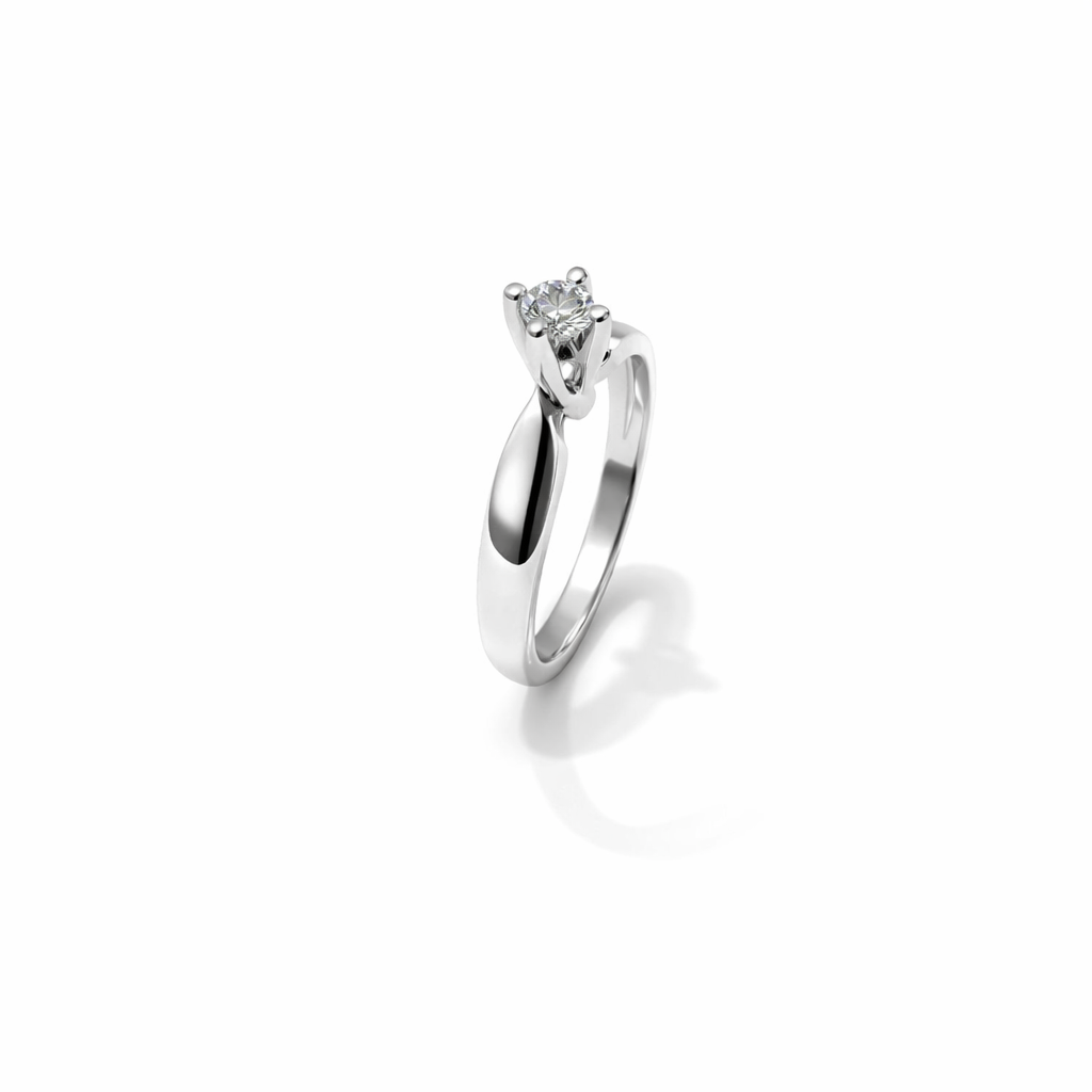 White Gold Solitaire Diamond Ring Centre Stone, 0.25 CT VS H 14k