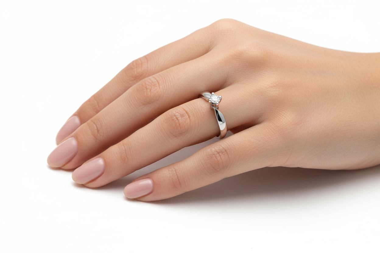 White Gold Solitaire Diamond Ring Centre Stone, 0.25 CT VS H 14k