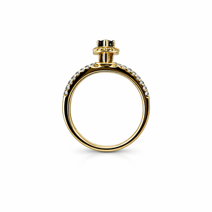 Two-Tone White and Yellow Gold Marquise Shape Tanzanite and Diamond Ring, 14k, T:0.54ct, TDW: 1.12ct SI GH