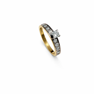 Two Tones Gold Ring with Round Cut Natural Diamond Ring 14k, TDW :0.36 CT SI2 GH