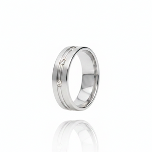 18K White Gold Three-Diamond Wedding Band