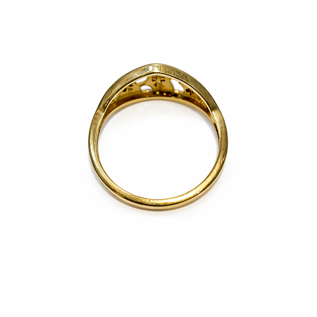 10K Yellow Gold Band with Heart and Stars Design and Small Diamonds TDW: 0.03ct