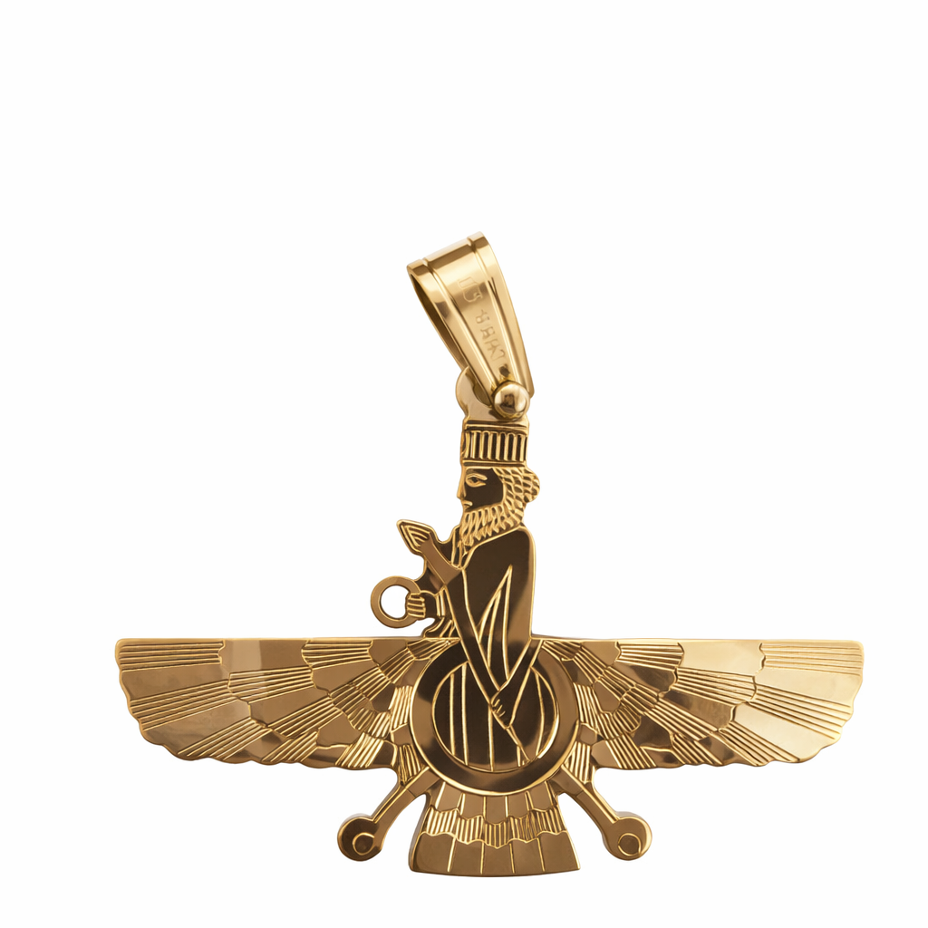 Yellow Gold Large Farvahar Pendant 18k