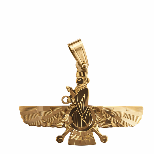 Yellow Gold Large Farvahar Pendant 18k