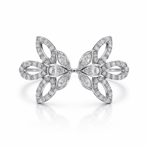 White Gold  Diamond Butterfly Wing Ring with round and Marquise Diamonds TDW: 0.95ct VS,GH,18k