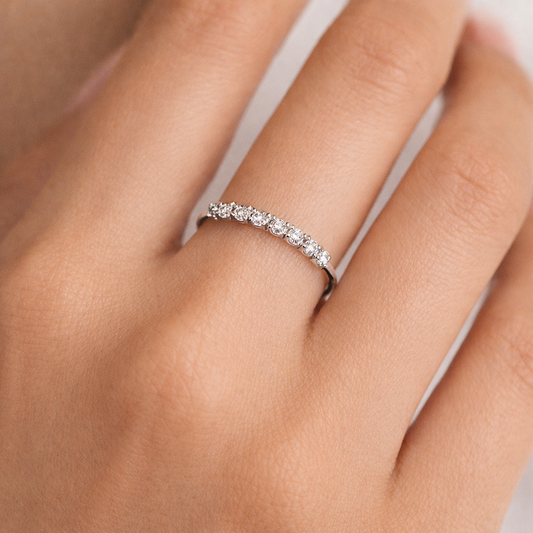 18K White Gold Half Eternity Diamond Band